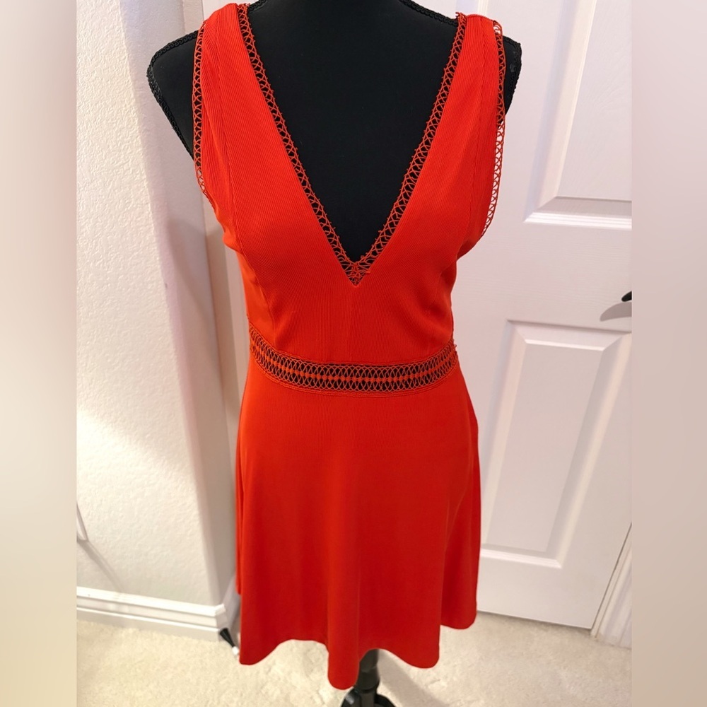 Free People Elegant Fit and Flare V Neck Dress Size 4